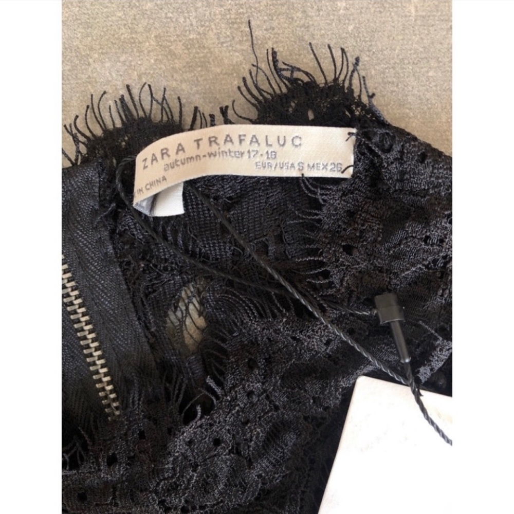 NWT Zara Trafaluc black lace top women’s sz S - Picture 3 of 8